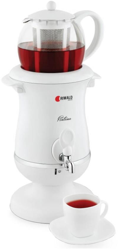 سماور برقی ریوالد مدل FONTANA کد 800200 به همراه یک عدد اردورخوری ویترای طرح لاله