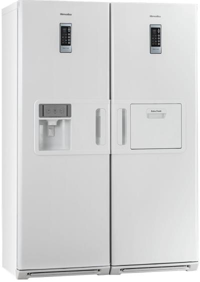 یخچال و فریزر دوقلوی هیمالیا مدل بتا سفید چرمی نوفراست هوم بار یخساز