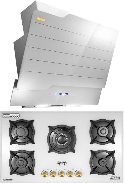 هود و اجاق گاز صفحه ای درخشان مدل نوت سفید G623